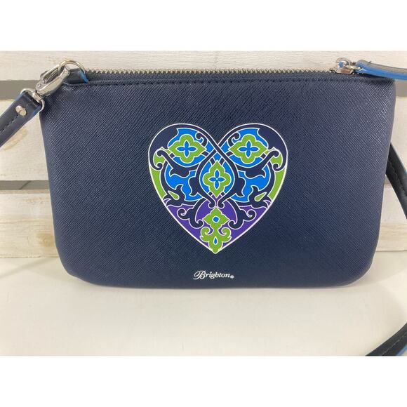 BRIGHTON SMALL BLUE CROSSBODY WITH HEART - Picture 3 of 10